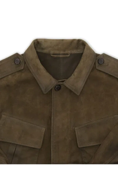 Fortela Julian Jungle Suede Jacket In Green