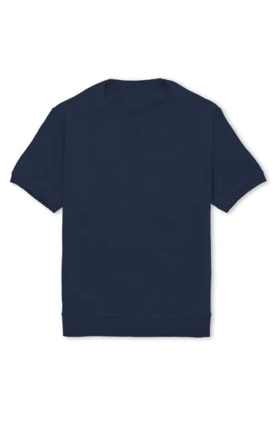 Fortela Ohio Brushed Jersey Short Sleeve Sweatshirt In Blue