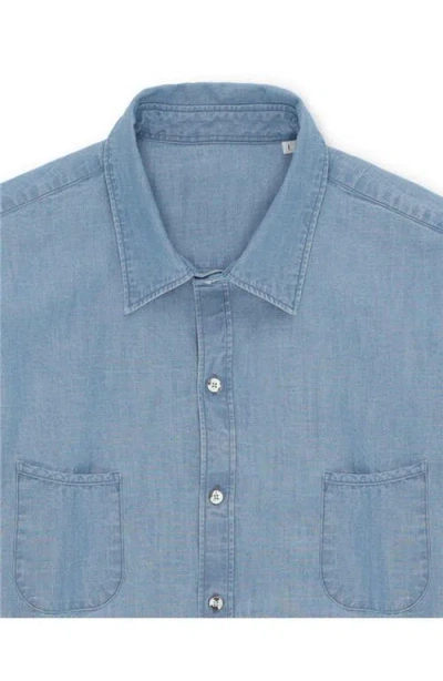 Fortela Liam Cotton Chest Pocket Shirt Stondato In Blue