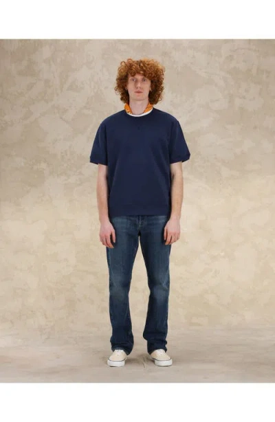 Fortela Ohio Brushed Jersey Short Sleeve Sweatshirt In Blue