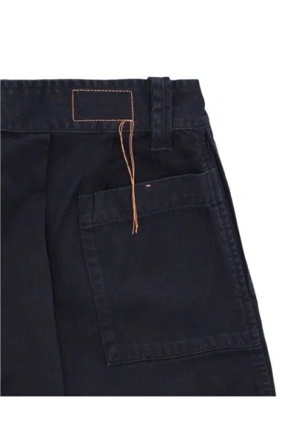 Fortela Bedford Herringbone Cotton Bermuda In Blue