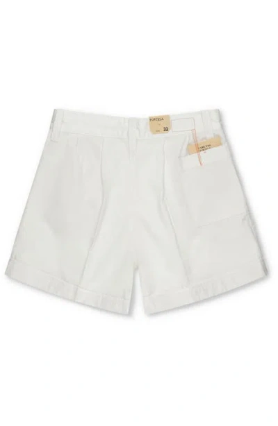 Fortela Bedford Herringbone Cotton Bermuda In White