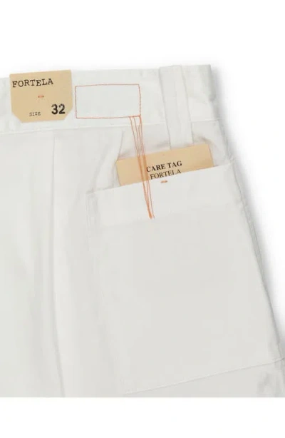 Fortela Bedford Herringbone Cotton Bermuda In White