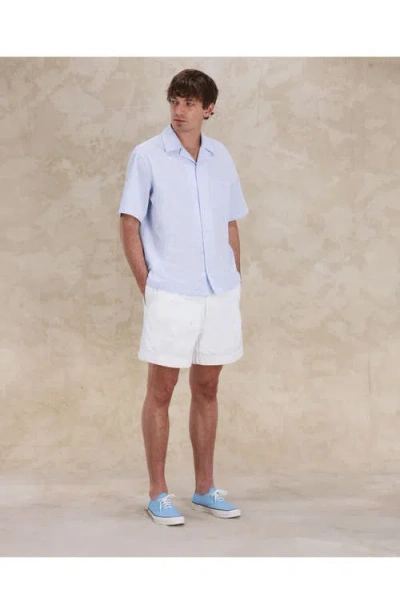 Fortela Bedford Herringbone Cotton Bermuda In White