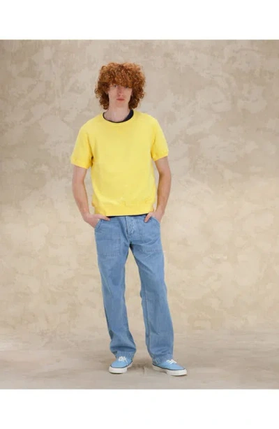 Fortela Ohio Brushed Jersey Short Sleeve Sweatshirt In Yellow