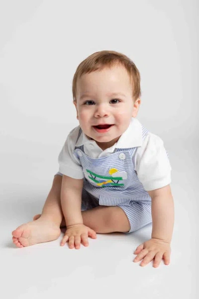 Florence Eiseman Seersucker Shortall With Airplane In Blue