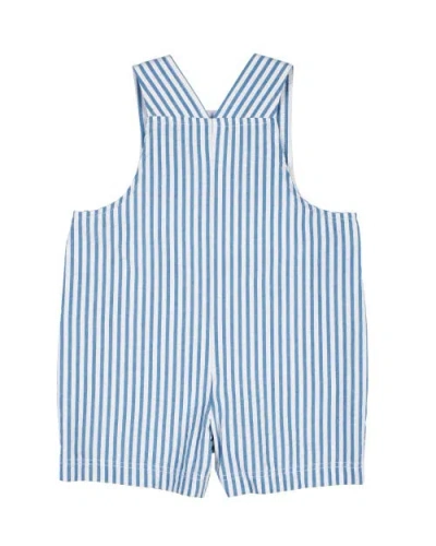 Florence Eiseman Stripe Seersucker Shortall With Octopus In Blue