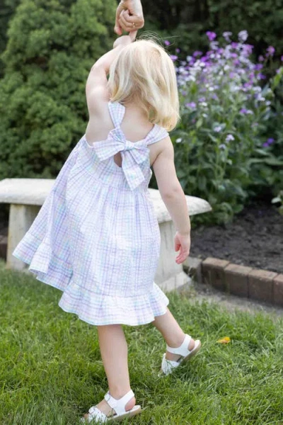 Florence Eiseman Plaid Seersucker Dress With Flowers In Gray