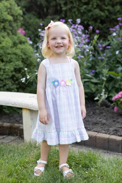 Florence Eiseman Plaid Seersucker Dress With Flowers In Gray