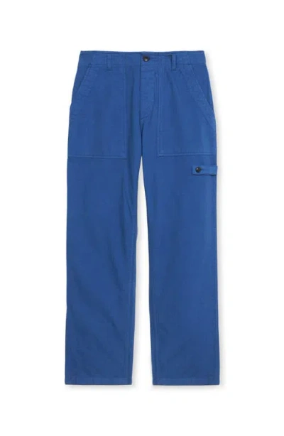 Fortela Jerryt Herringbone Cotton Fatigue Trousers In Blue