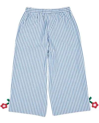 Florence Eiseman Seersucker Pants Withi Flowers In Blue