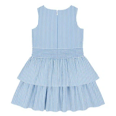 Florence Eiseman Seersucker Dress With Waist Ruching In Blue