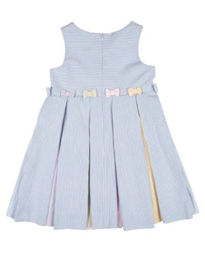 Florence Eiseman Multicolor Seersucker Pleated Dress In Blue