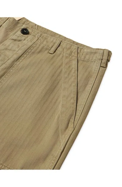 Fortela Newfatigue Herringbone Cotton Fatigue Trousers In Brown