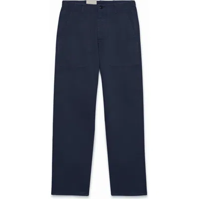 Fortela Newfatigue Herringbone Cotton Fatigue Trousers In Blue