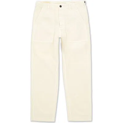 Fortela Newfatigue Herringbone Cotton Fatigue Trousers In White