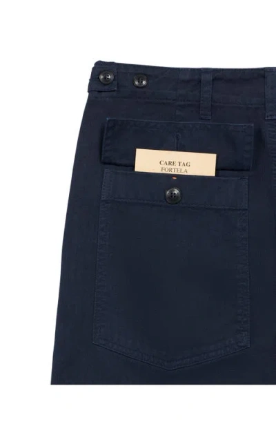 Fortela Newfatigue Herringbone Cotton Fatigue Trousers In Blue
