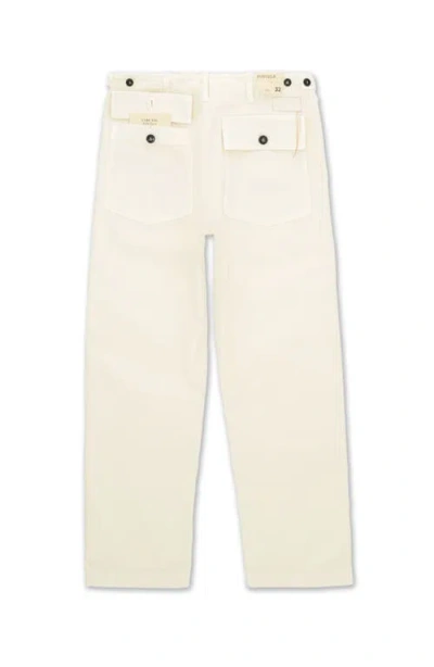 Fortela Newfatigue Herringbone Cotton Fatigue Trousers In White