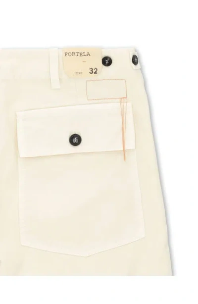 Fortela Newfatigue Herringbone Cotton Fatigue Trousers In White