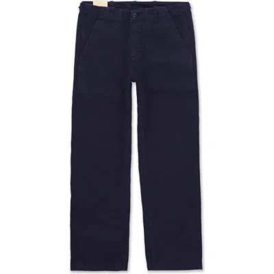 Fortela Newfatigue Herringbone Cotton Fatigue Trousers In Blue