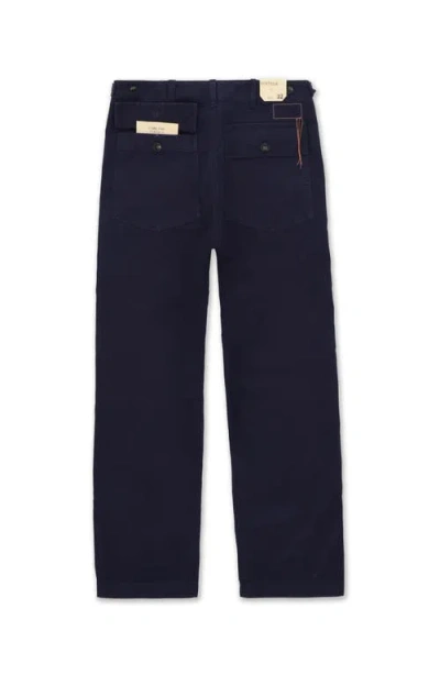 Fortela Newfatigue Herringbone Cotton Fatigue Trousers In Blue