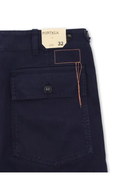 Fortela Newfatigue Herringbone Cotton Fatigue Trousers In Blue
