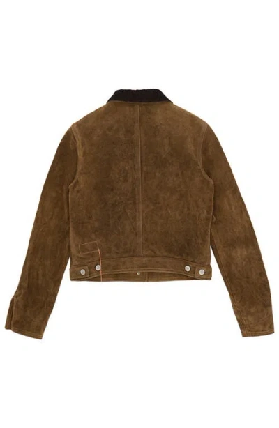 Fortela Fedra Suede Leather Jacket In Brown