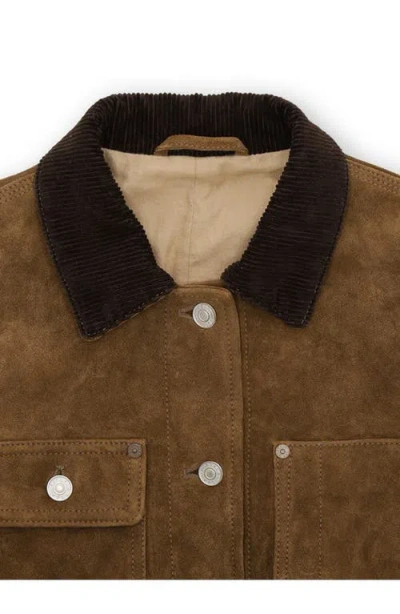 Fortela Fedra Suede Leather Jacket In Brown