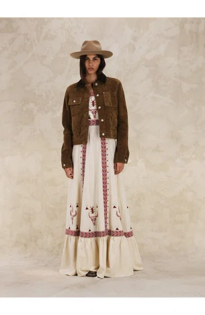 Fortela Fedra Suede Leather Jacket In Brown