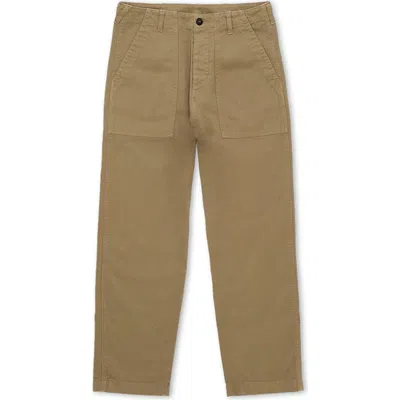 Fortela Newfatigue Herringbone Cotton Fatigue Trousers In Brown