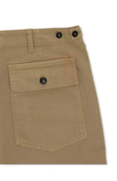 Fortela Newfatigue Herringbone Cotton Fatigue Trousers In Brown