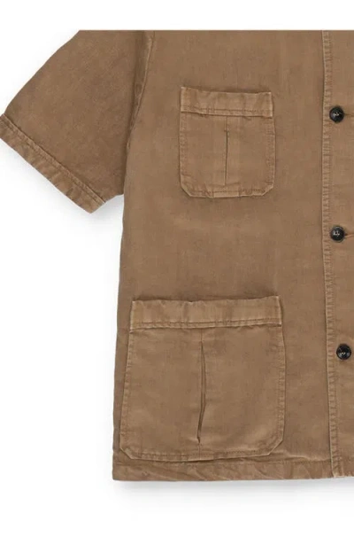 Fortela Bohem Linen Short Sleeve Shirt In Brown