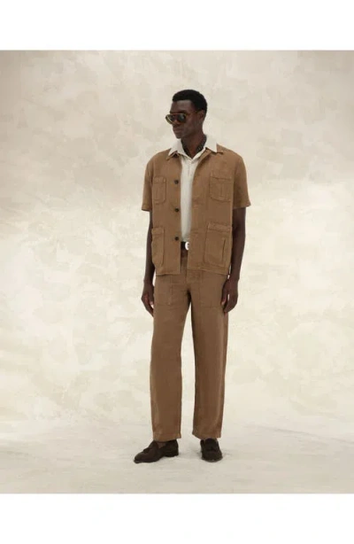 Fortela Bohem Linen Short Sleeve Shirt In Brown