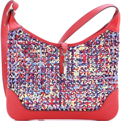 Pre-owned Hermes  Hermes Trim Duo Bag Printed Silk And Leather 31 In Multi