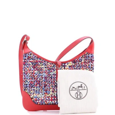 Pre-owned Hermes  Hermes Trim Duo Bag Printed Silk And Leather 31 In Multi