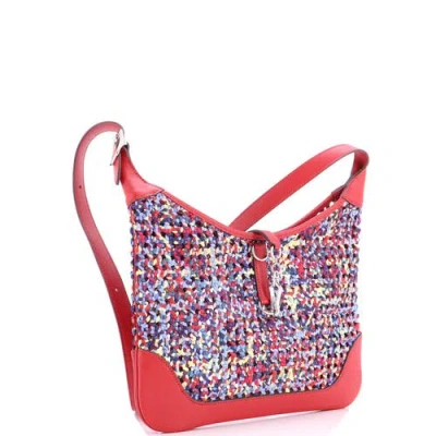 Pre-owned Hermes  Hermes Trim Duo Bag Printed Silk And Leather 31 In Multi