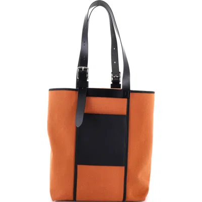 Pre-owned Hermes  Hermes Etriviere Pocket Tote Toile And Leather 27 In Multi