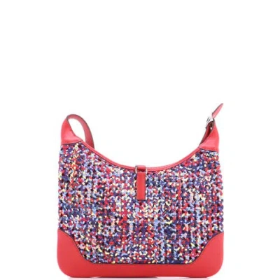 Pre-owned Hermes  Hermes Trim Duo Bag Printed Silk And Leather 31 In Multi