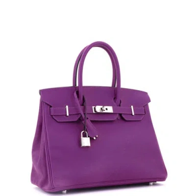 Pre-owned Hermes  Hermes Birkin Handbag Purple Epsom With Palladium Hardware 30 In Purple