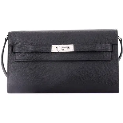 Pre-owned Hermes  Hermes Kelly To Go Wallet Epsom In Black