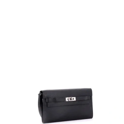 Pre-owned Hermes  Hermes Kelly To Go Wallet Epsom In Black