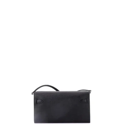 Pre-owned Hermes  Hermes Kelly To Go Wallet Epsom In Black