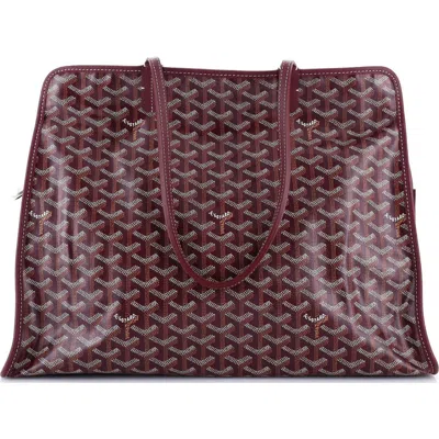Pre-owned Goyard  Goyard Hardy Pet Carrier Coated Canvas Pm In Burgundy