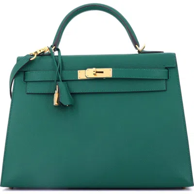 Pre-owned Hermes  Hermes Kelly Handbag Green Epsom With Gold Hardware 32 In Green