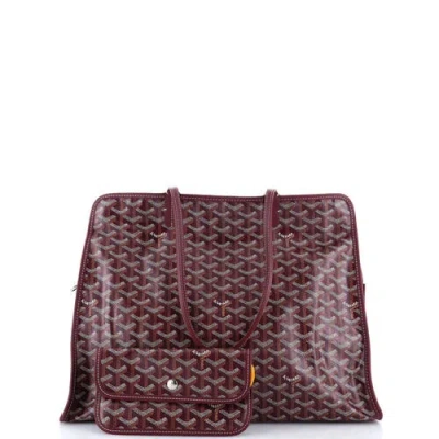 Pre-owned Goyard  Goyard Hardy Pet Carrier Coated Canvas Pm In Burgundy