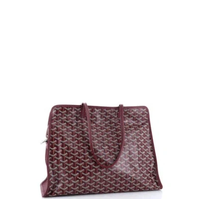 Pre-owned Goyard  Goyard Hardy Pet Carrier Coated Canvas Pm In Burgundy
