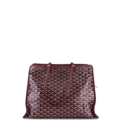 Pre-owned Goyard  Goyard Hardy Pet Carrier Coated Canvas Pm In Burgundy