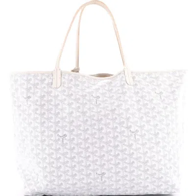 Pre-owned Goyard  Goyard Saint Louis Tote Coated Canvas Gm In White