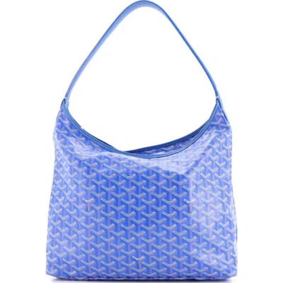 Pre-owned Goyard  Goyard Boheme Hobo Coated Canvas In Blue