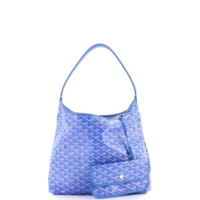 Pre-owned Goyard  Goyard Boheme Hobo Coated Canvas In Blue